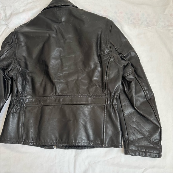 Vintage 1940’s Fidelity SPortswear Steerhide Leather black racer biker jacket - Picture 7 of 16